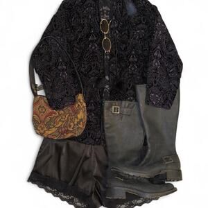 Whimsygoth fairycore boho velvet vintage vtg silk kimono